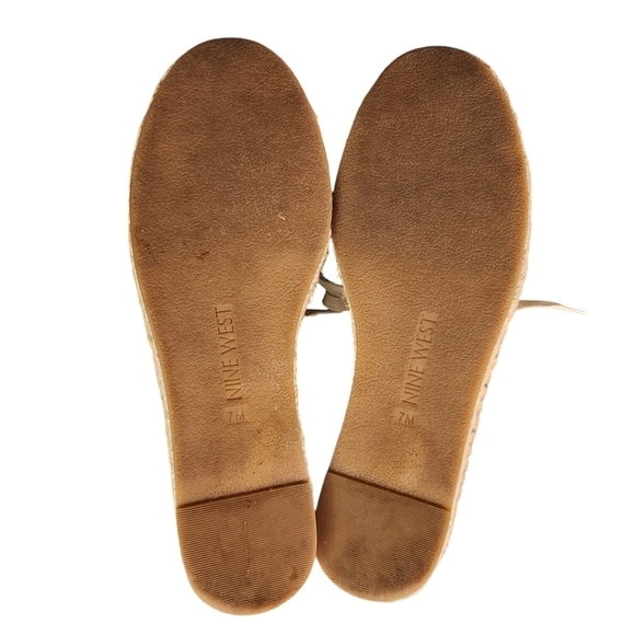 NINE WEST NATURAL GUINUP SNEAKER SEQUIN BOHO ESPADRILLE LACE UP SIZE 7 - Picture 10 of 12